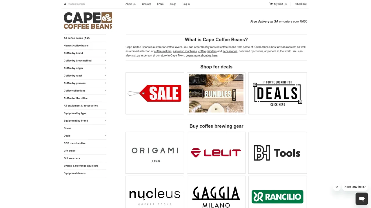 Cape Coffee Beans website