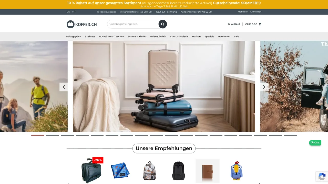 Koffer.ch website