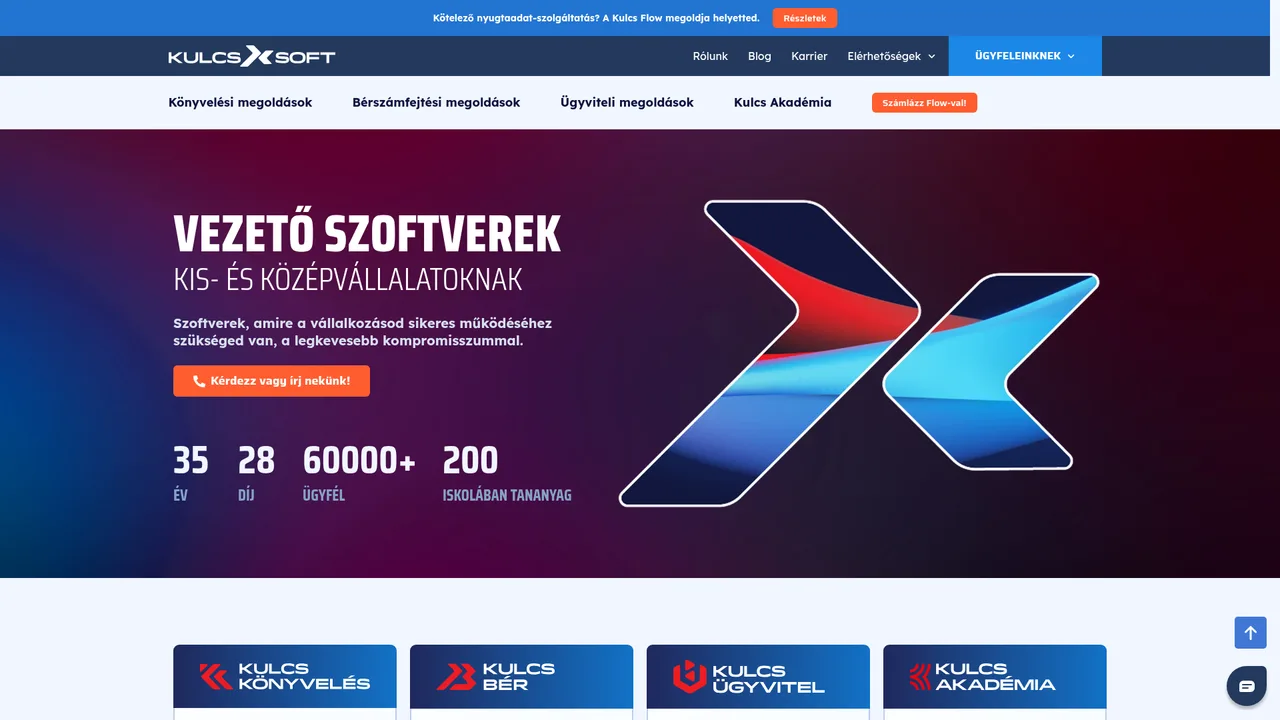 Kulcs-Soft website
