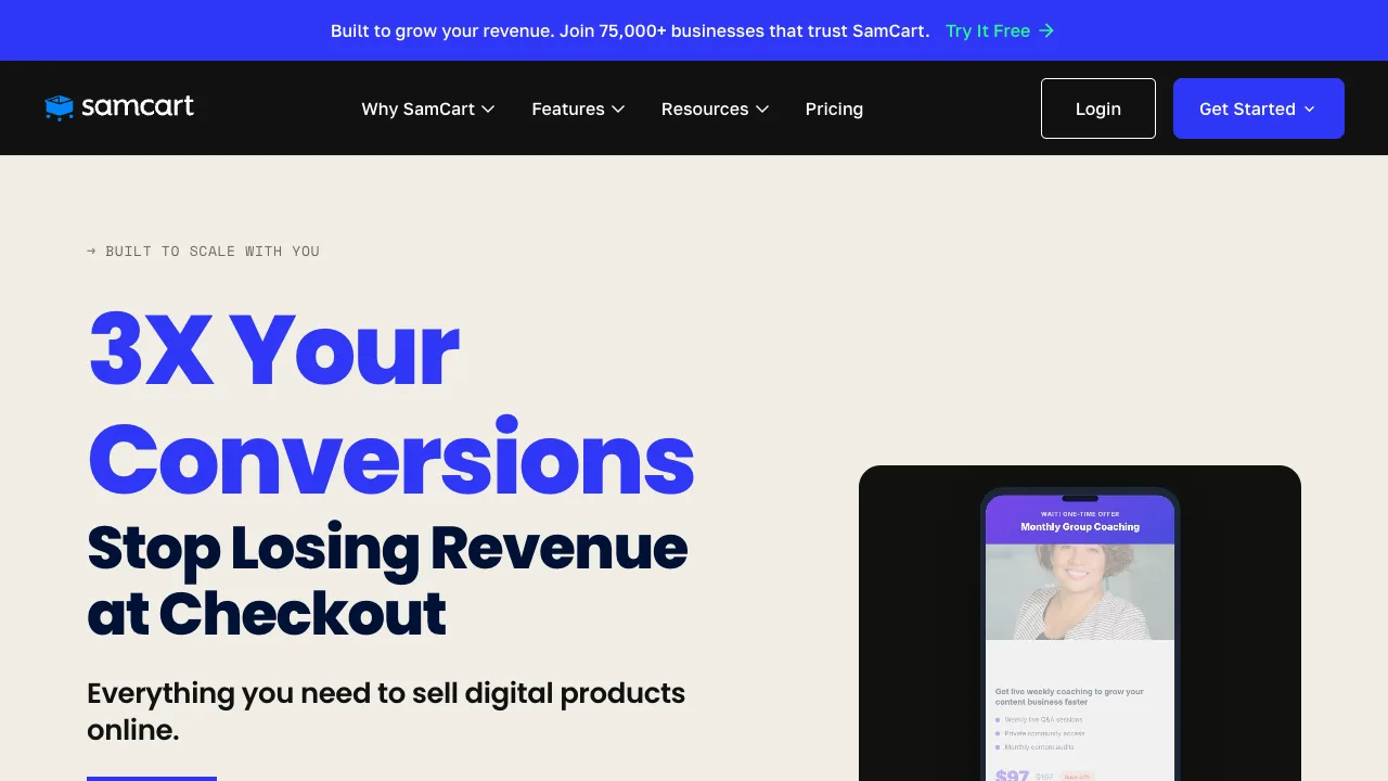 SamCart website