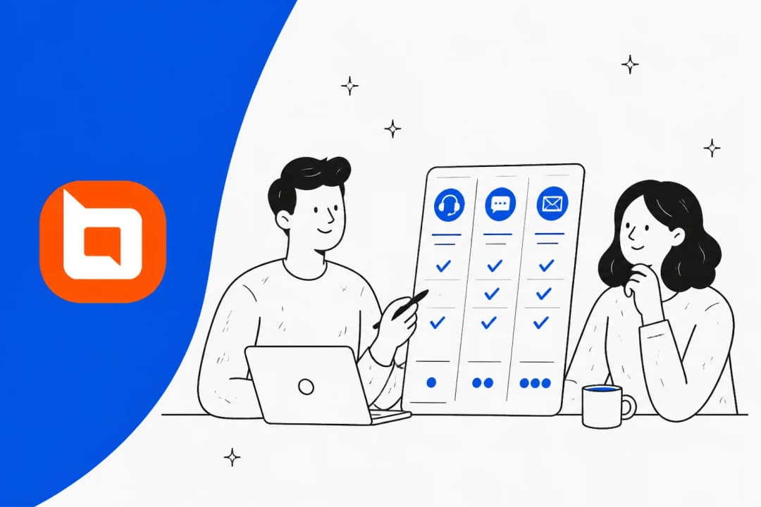Illustrated banner for a breakdown of BoldDesk pricing, with the BoldDesk logo on a blue field