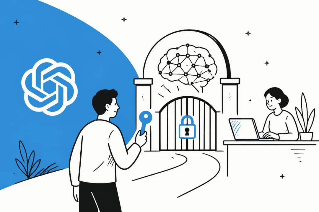 Illustrated hero banner showing a locked gate with the OpenAI logo, representing GPT-5.6-Cyber's vetted access model