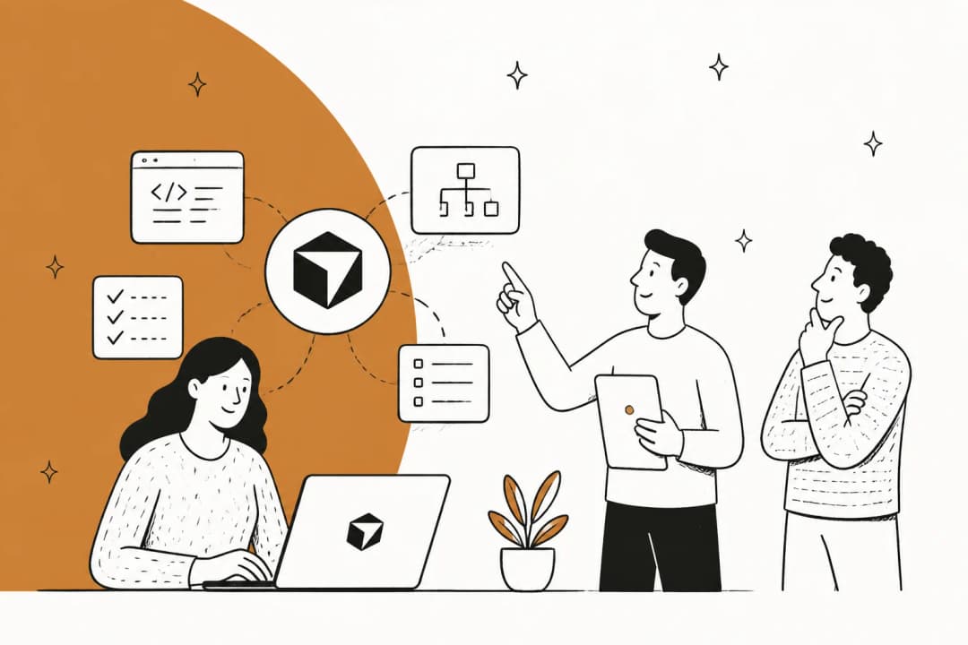 Illustration of a coordinator agent delegating code, checklist, and flowchart tasks around the Cursor cube logo