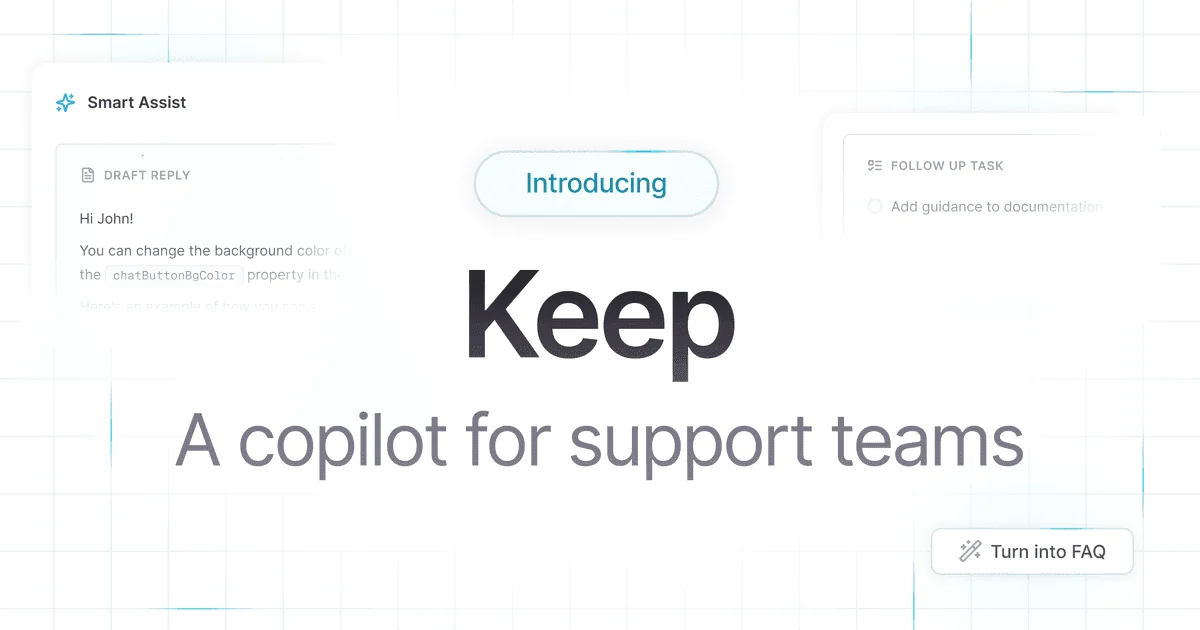 Keep, Inkeep's copilot for support teams, drafting a reply and follow-up task, as taken from Inkeep