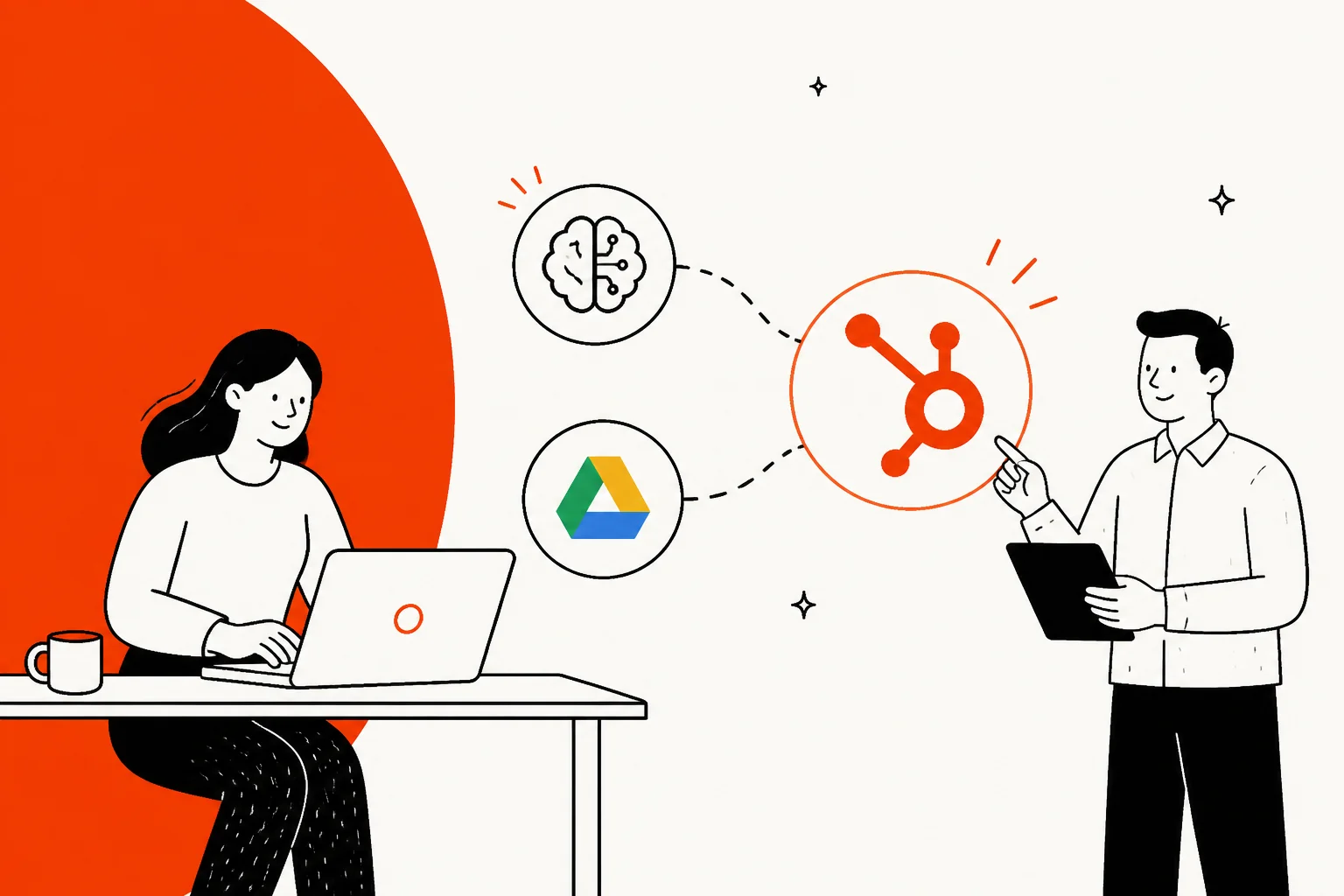 AI and Google Drive connecting into HubSpot Service Hub