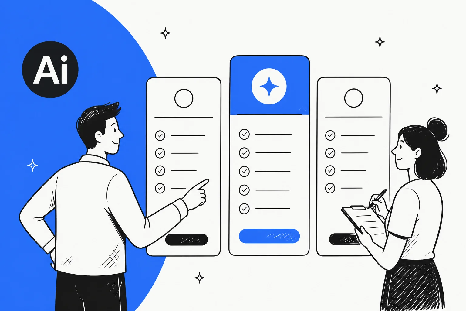 AiTrillion pricing illustration with plan cards in the brand's blue palette