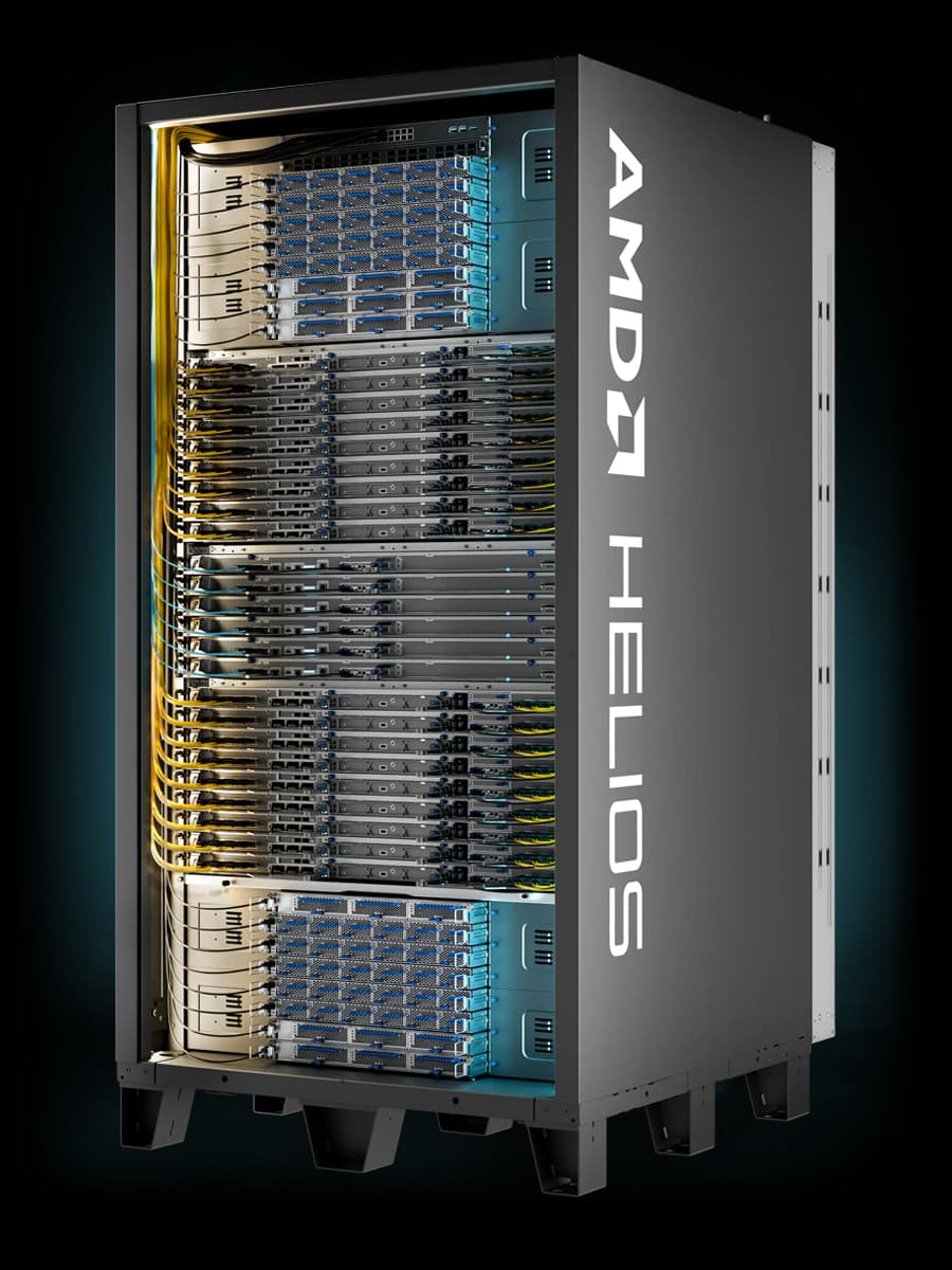 The AMD Helios rack-scale system built on MI455X GPUs, as taken from AMD