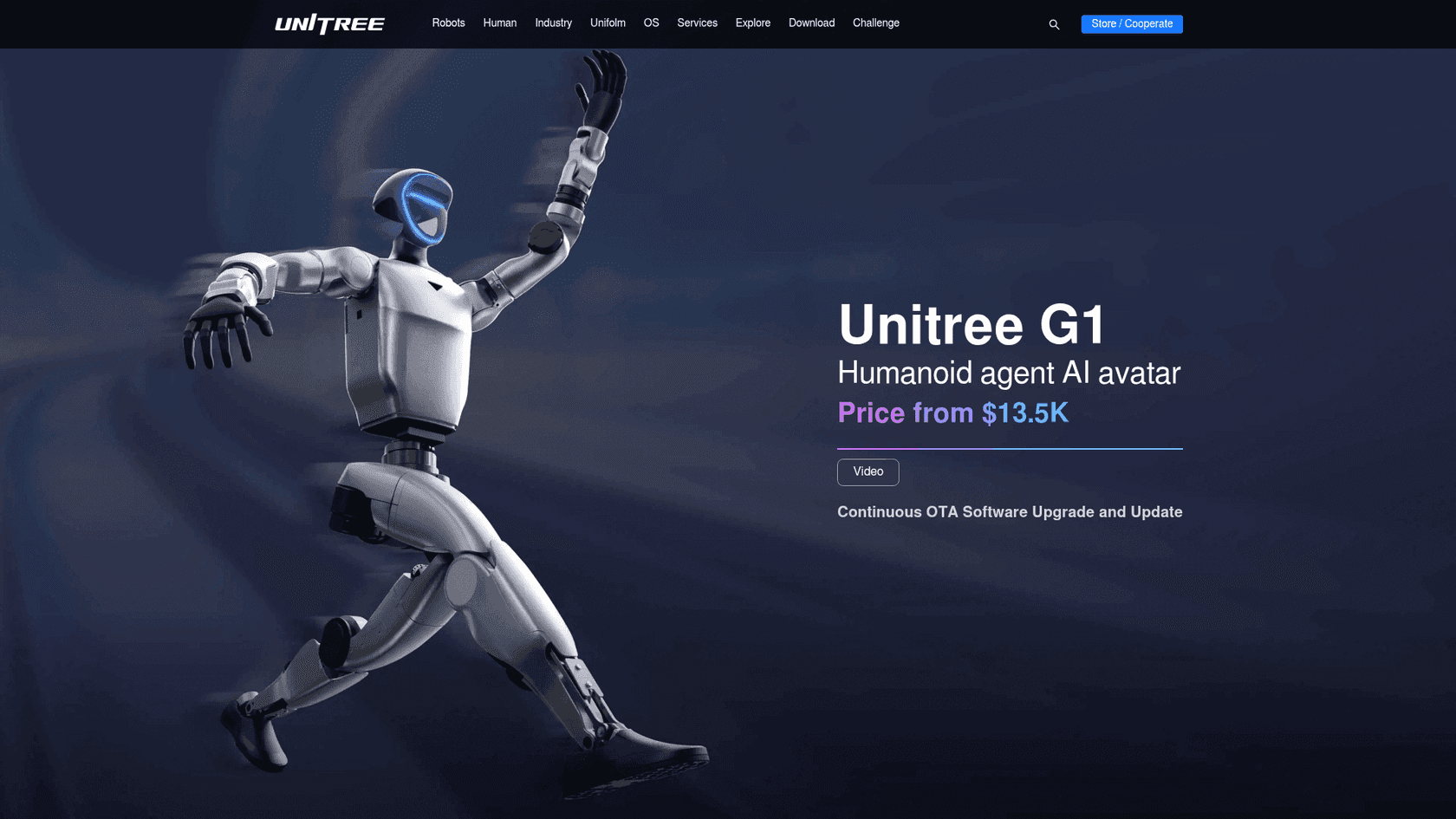 The Unitree G1 humanoid robot product page