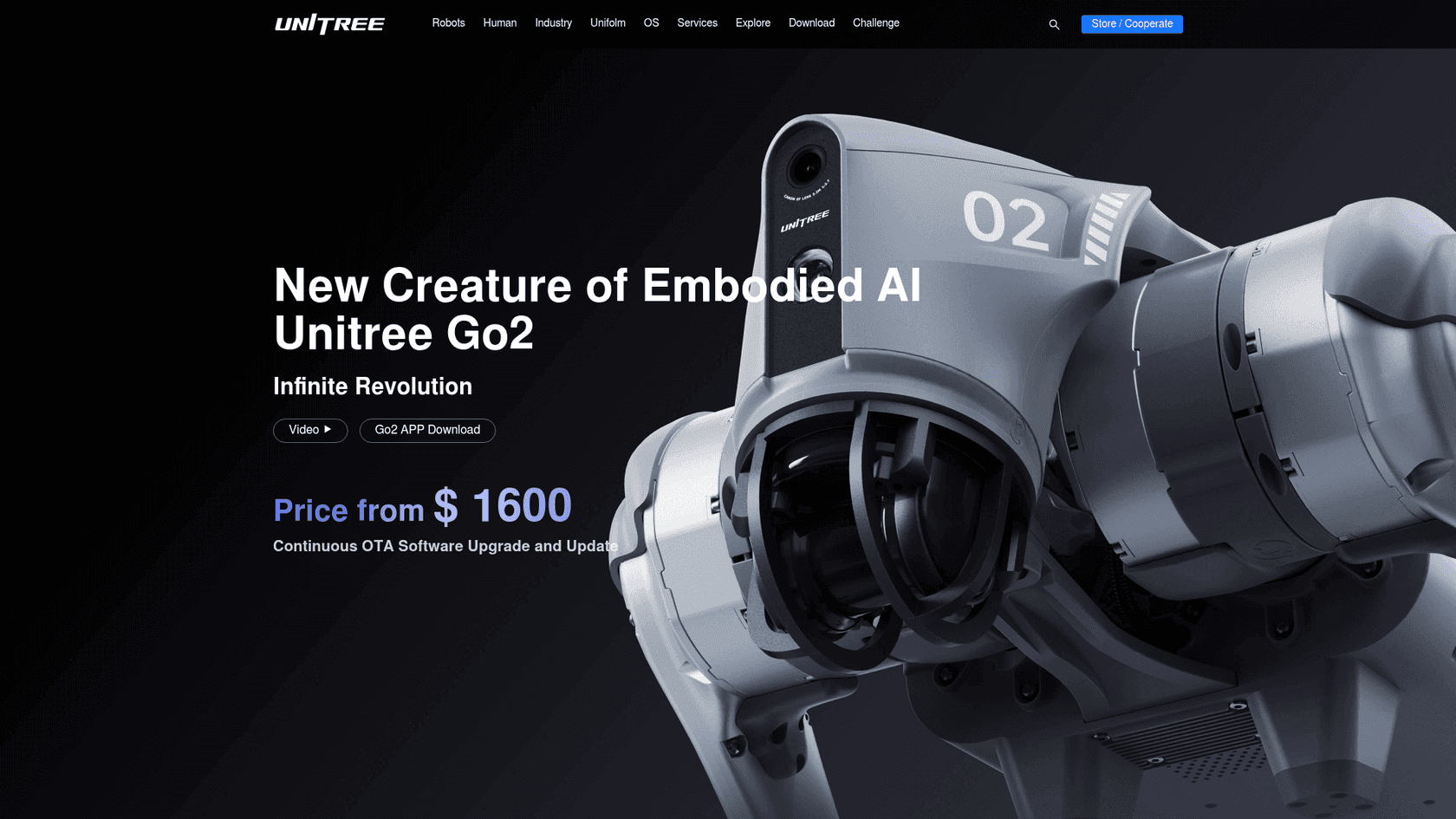 The Unitree Go2 quadruped robot dog product page