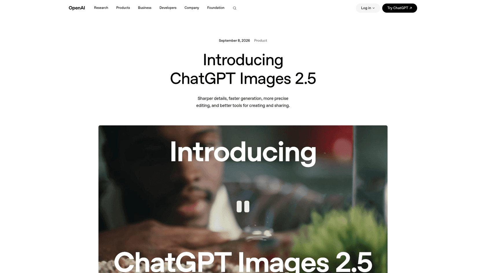 OpenAI's ChatGPT Images 2.5 announcement page, as published on openai.com