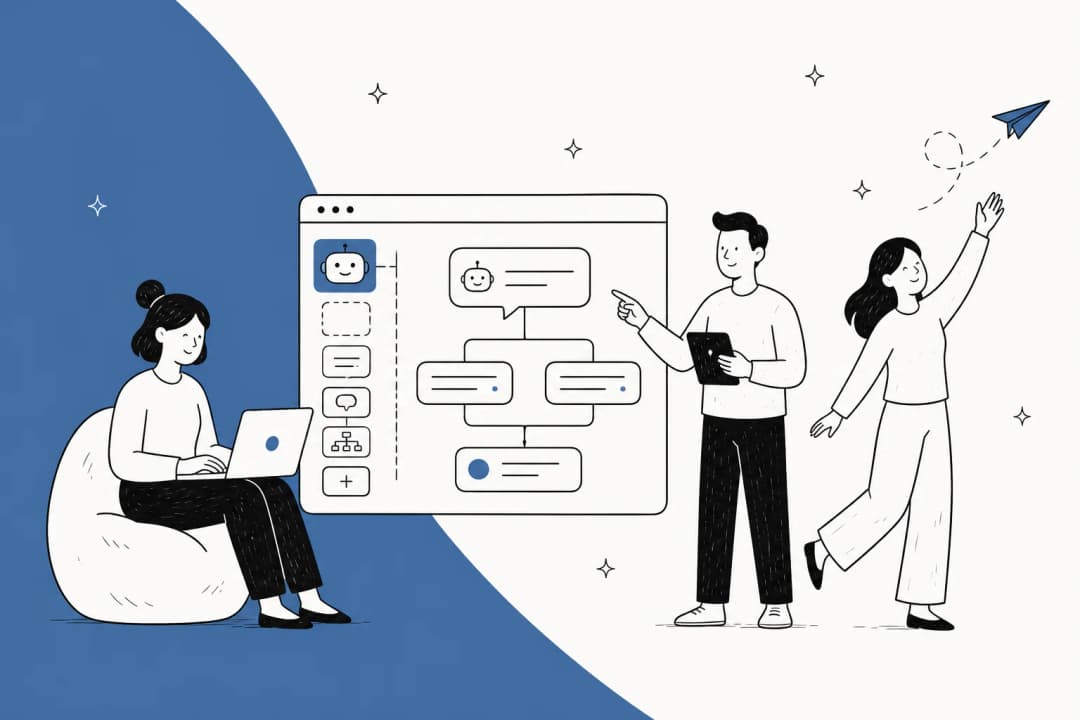 Illustration of building and shipping an AI chatbot: setup, testing, and deployment