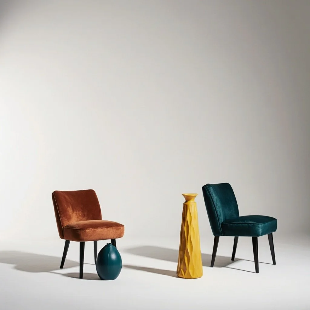 Krea after: the same still life with the sphere vase and its pedestal removed, the chairs, yellow vase and floor shadows intact, as taken from Krea