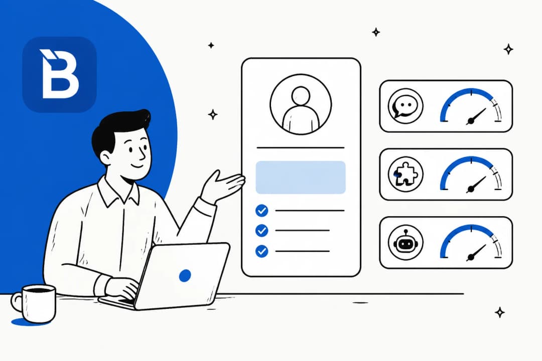 Illustration of a single BlueTweak seat price card sitting beside three separate AI usage meters