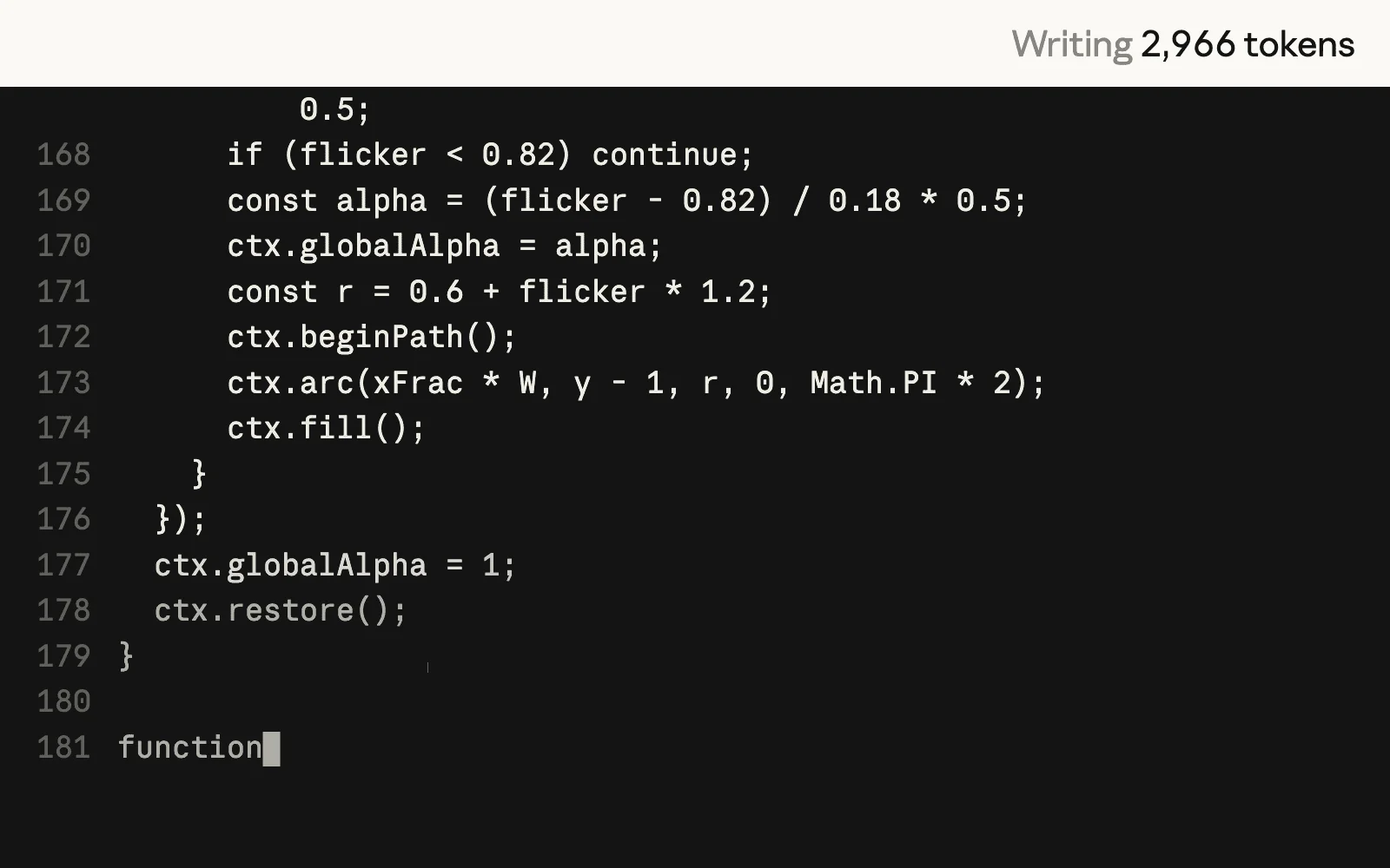 Sonnet 5 still writing its sand dunes program partway through the side-by-side test, as taken from Anthropic's Sonnet 5.5 announcement