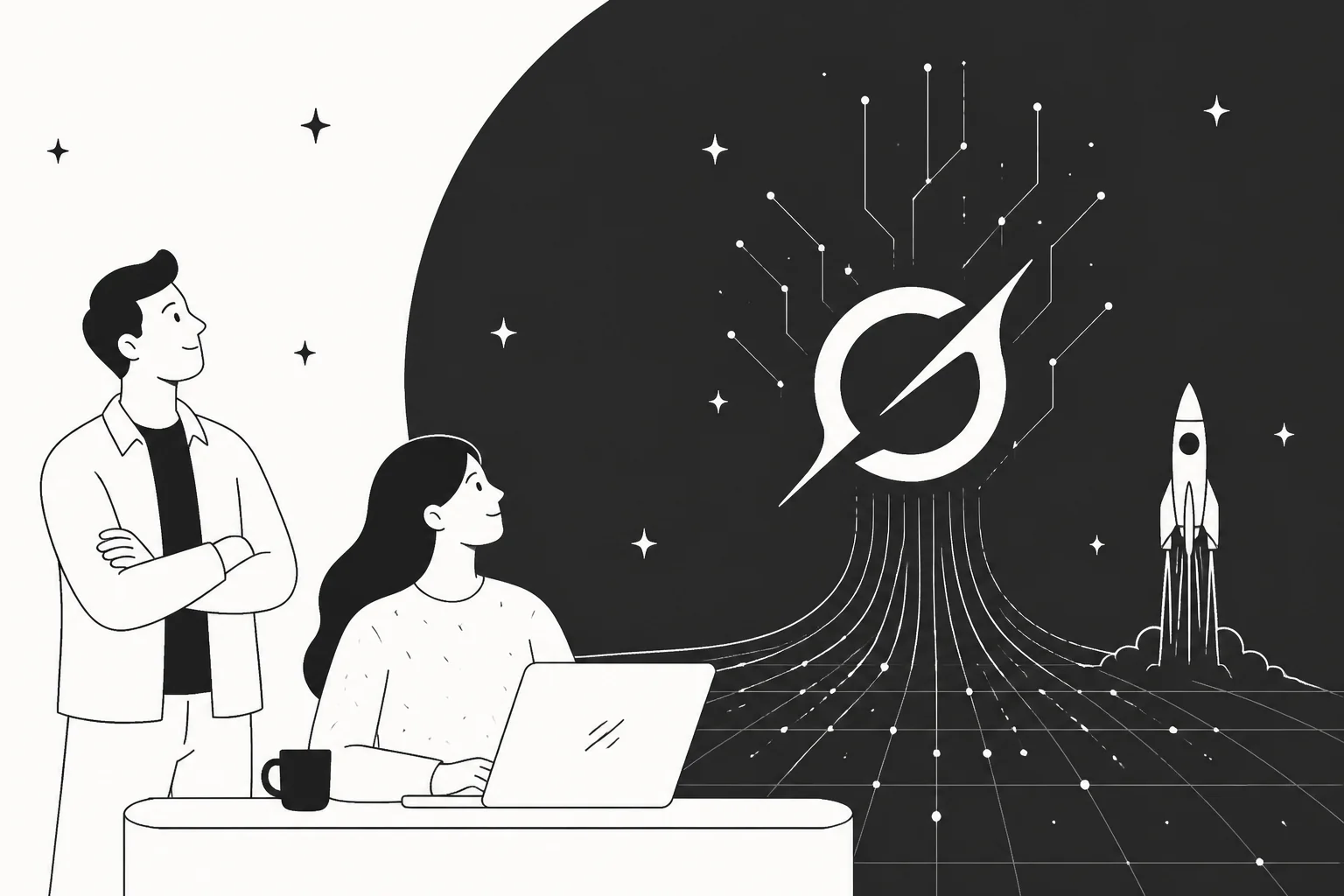 Grok 4.7 launch hero banner with the Grok logo on a dark abstract compute backdrop