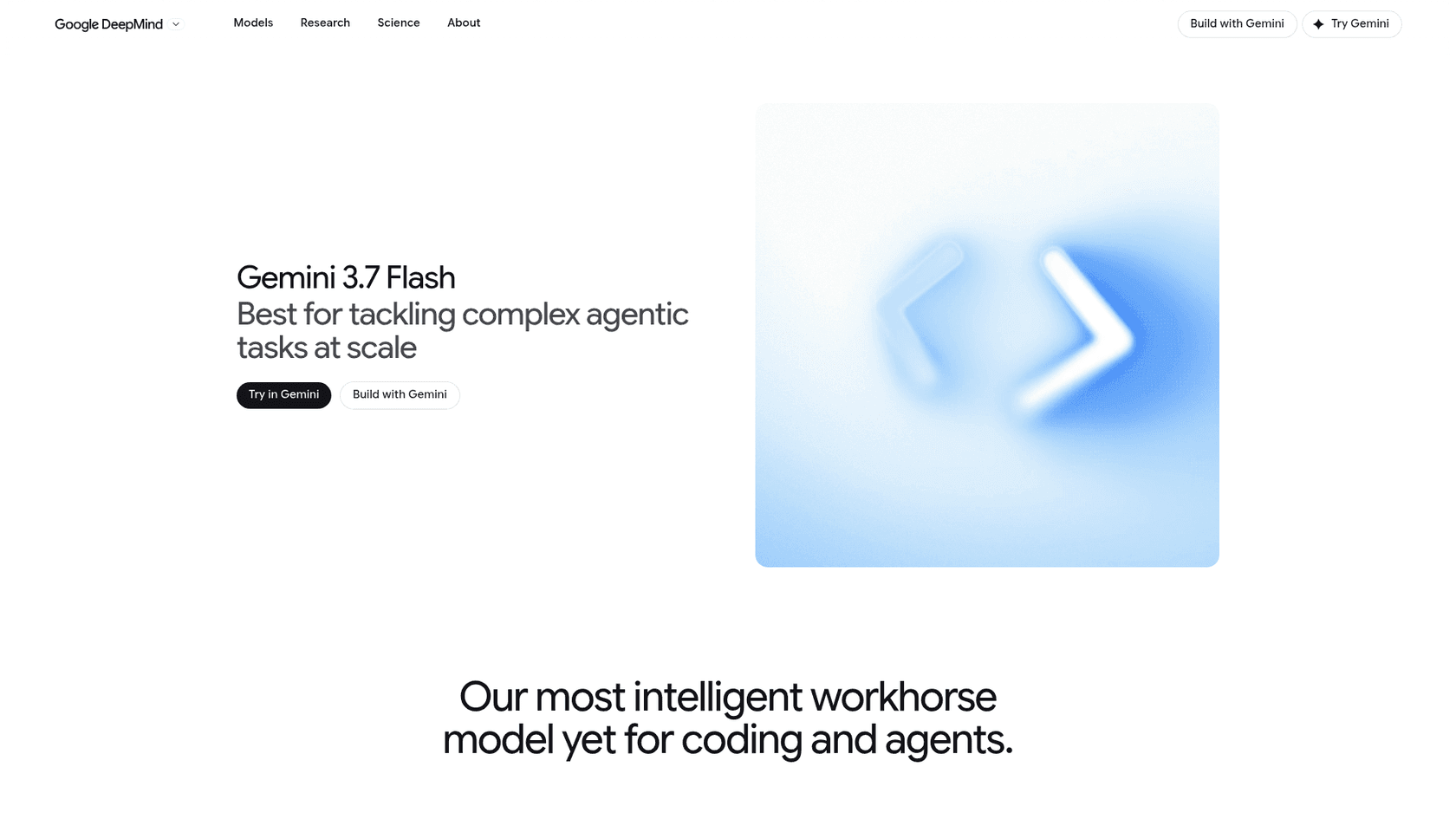 Gemini 3.7 Flash model page on Google DeepMind, as taken from Google DeepMind