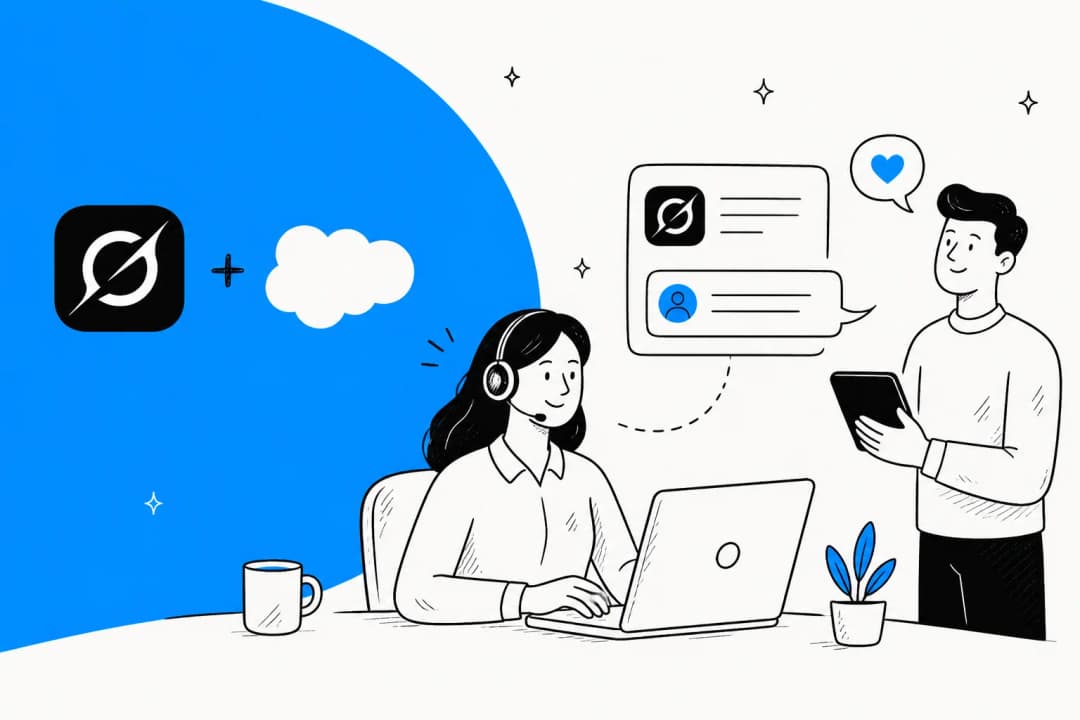 Grok Bot working a Salesforce Service Cloud case queue, illustrated hero banner