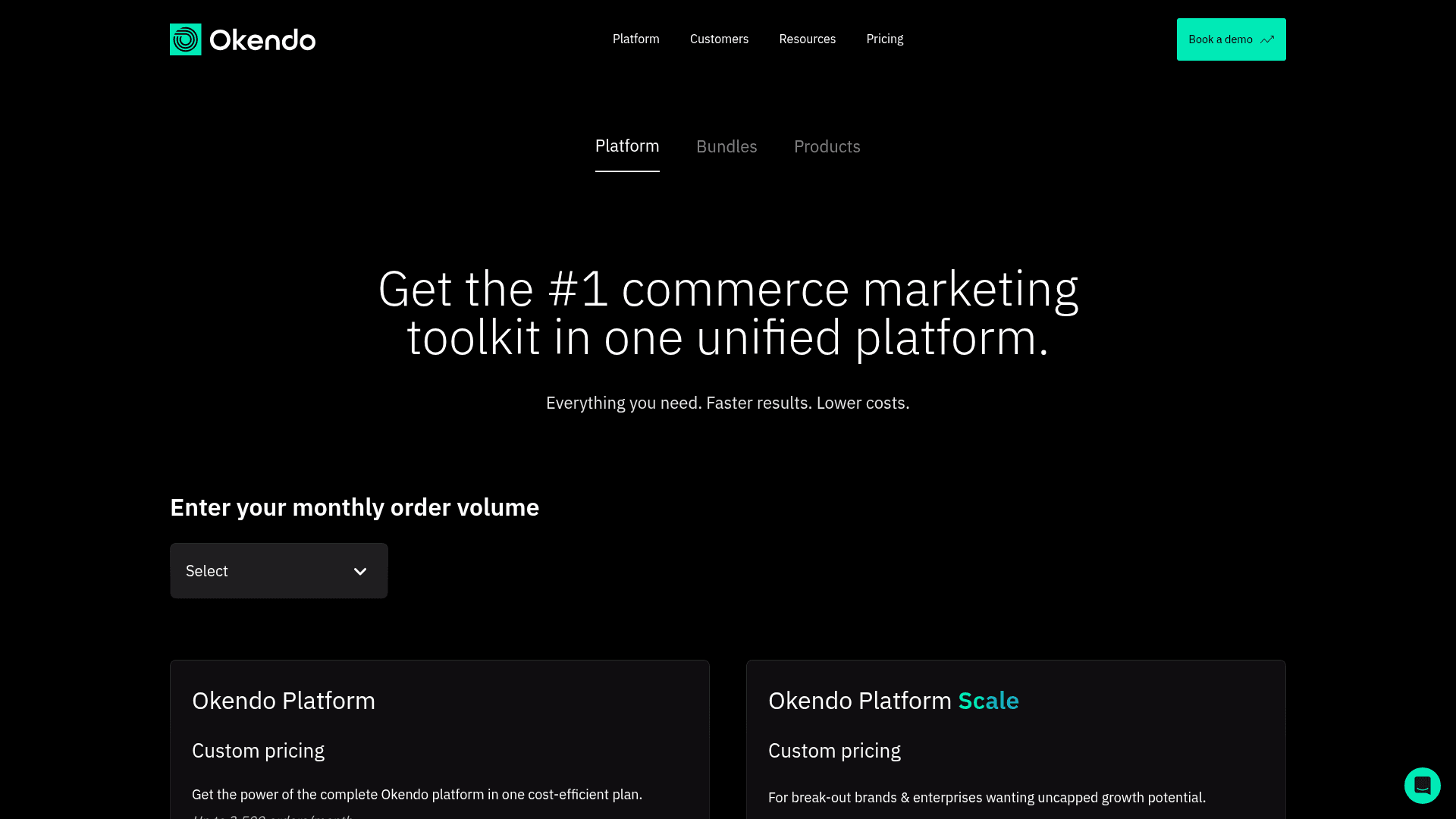 The Okendo pricing page showing per-product prices for Reviews, Loyalty, Quizzes, Referrals and Surveys
