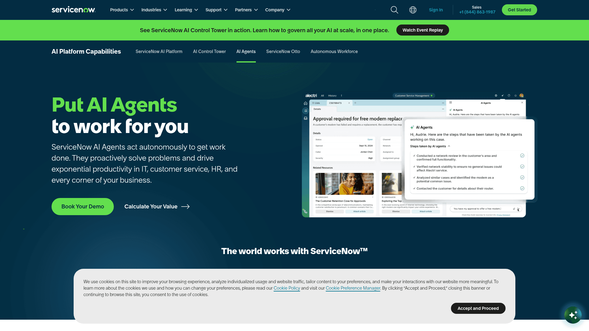 A screenshot of ServiceNow AI Agents resolving a case with generative AI, an important aspect of advanced ServiceNow chatbot configuration, as taken from ServiceNow.
