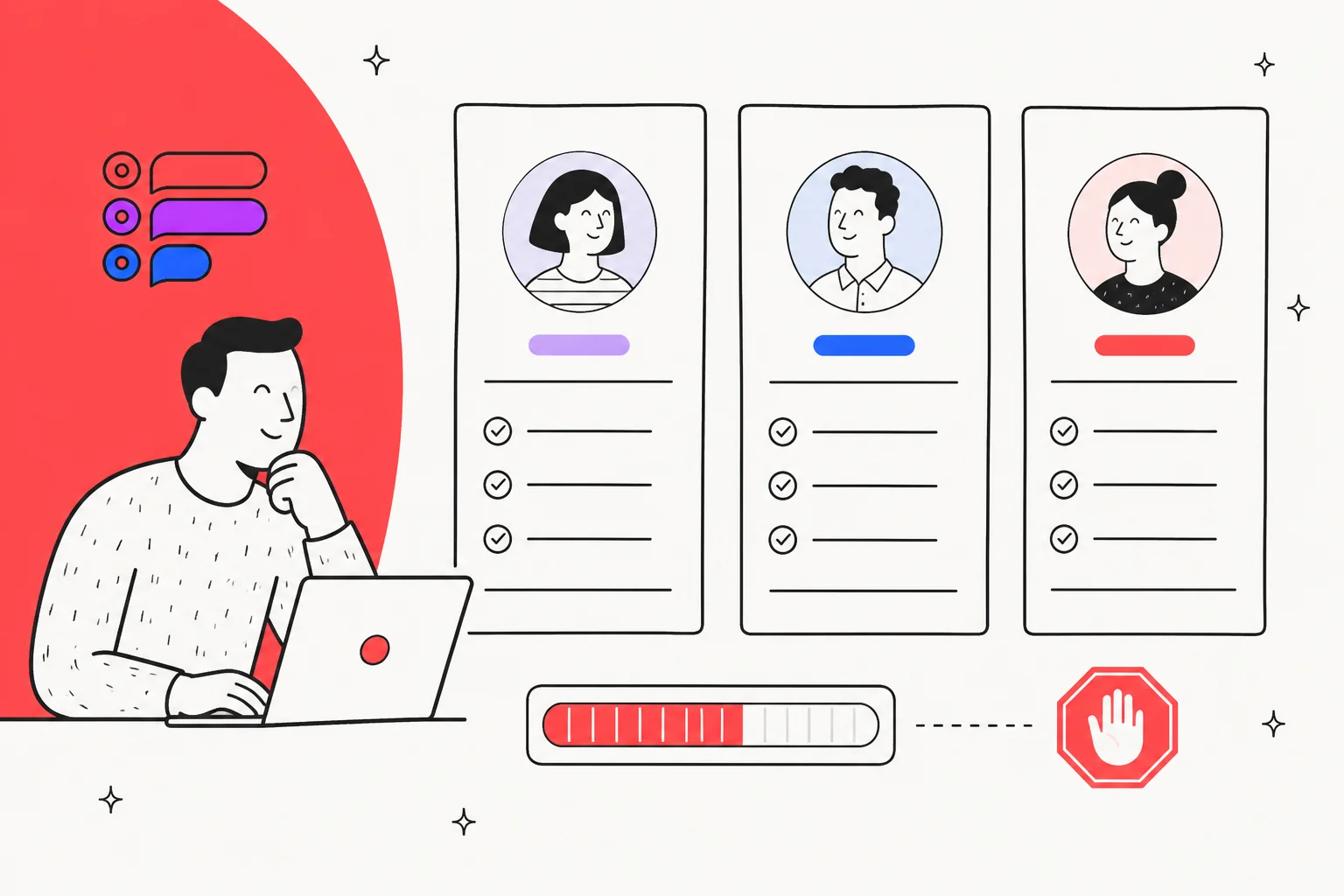 Illustration of three Fast.io plan cards beside a draining credit meter that ends at a stop sign