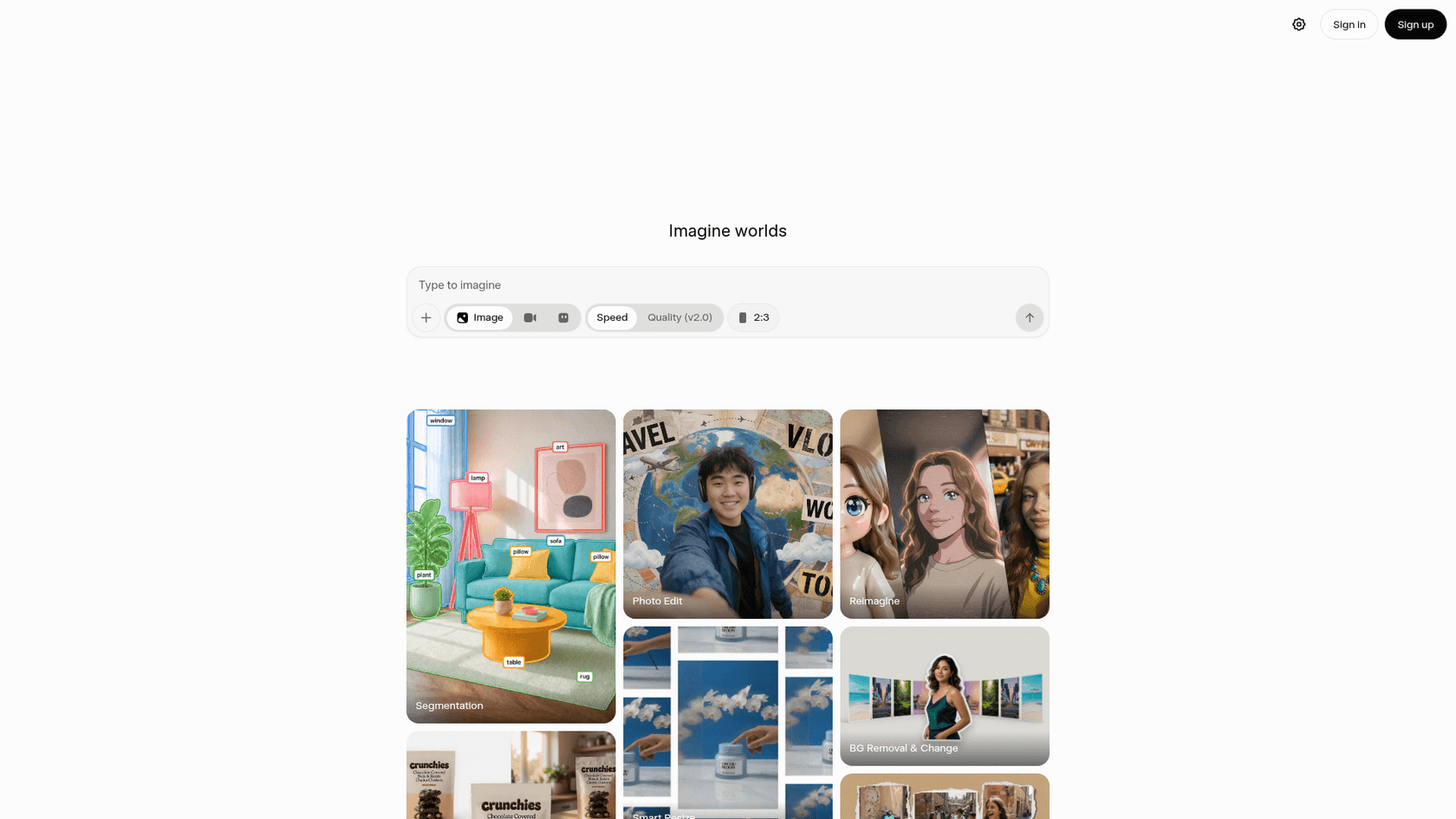 The Grok Imagine "Imagine worlds" create screen with image and video modes, as taken from Grok