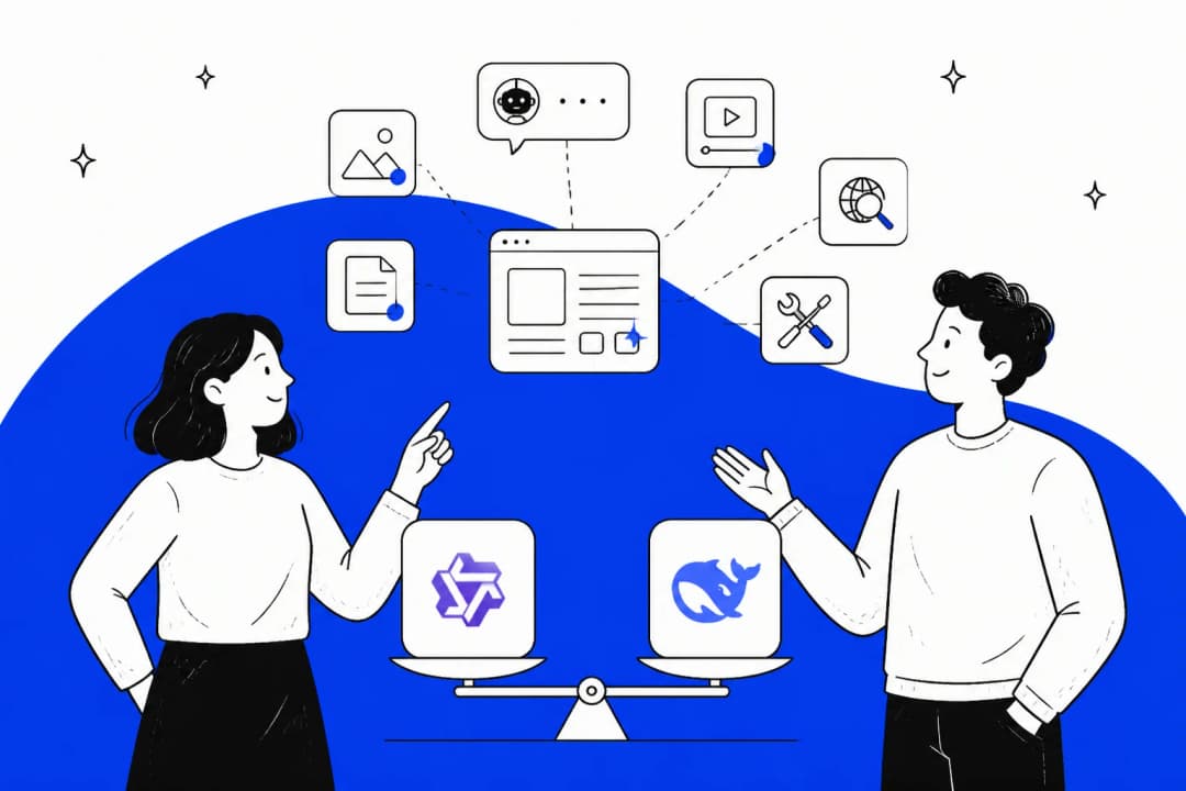 Illustration weighing Alibaba's Qwen 3.8 Max against DeepSeek V4 Flash