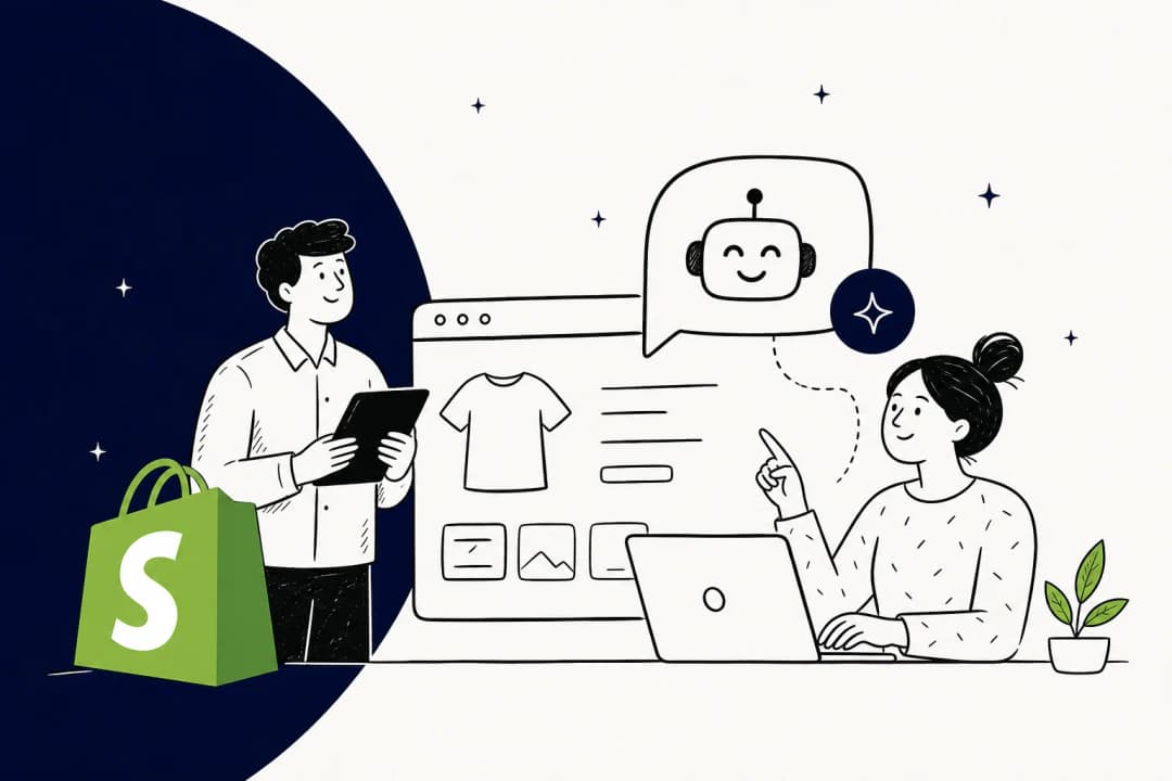 Illustration de l'ajout d'un agent de support IA à une boutique Shopify