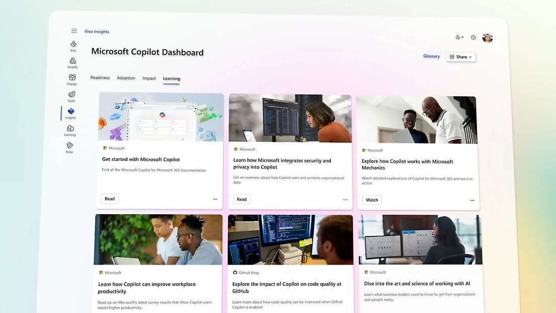 The Microsoft Copilot admin dashboard for tracking readiness, adoption, and impact, as shown by Microsoft