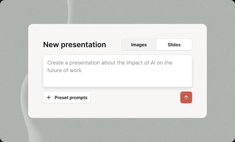 Plus AI's "new presentation" prompt, generating slides inside Google Slides, as taken from Plus AI.