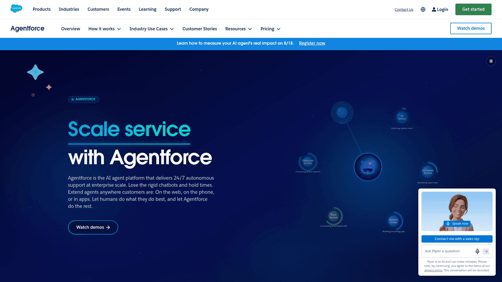 The Salesforce Agentforce landing page, as taken from Salesforce