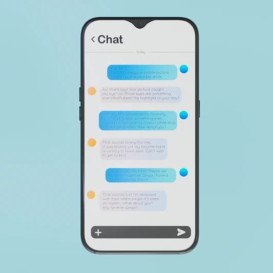 Uma conversa de chat ao vivo em uma tela de celular, ilustrando o tipo de volume de chat que a Helpware atende, retirado da Helpware