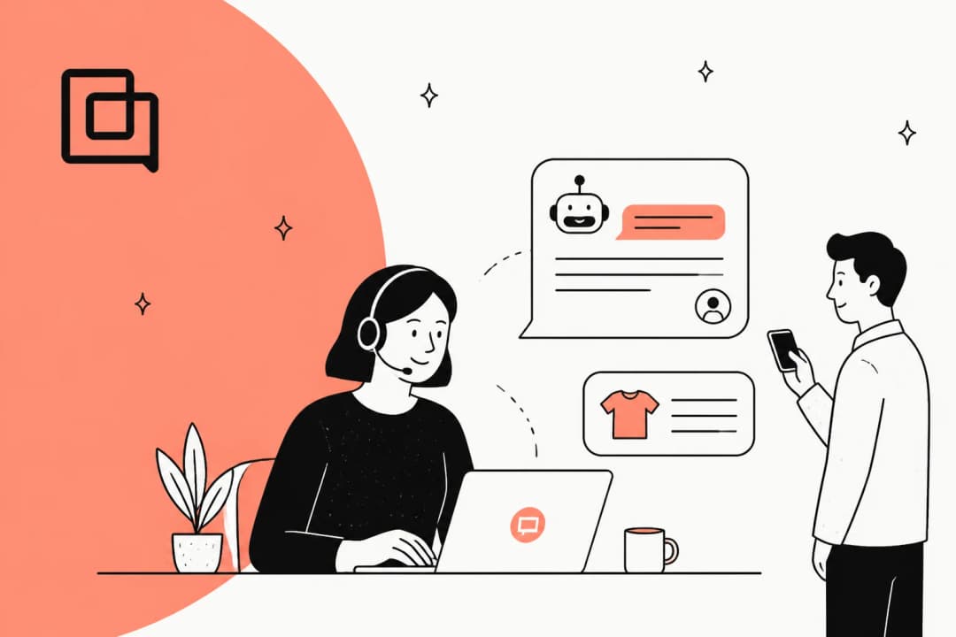 AI for Gorgias illustration showing two routes into one ecommerce helpdesk inbox