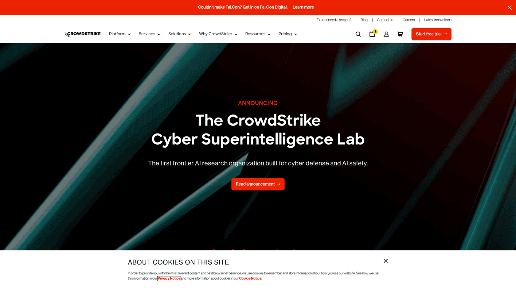 The CrowdStrike Cyber Superintelligence Lab page, as taken from CrowdStrike