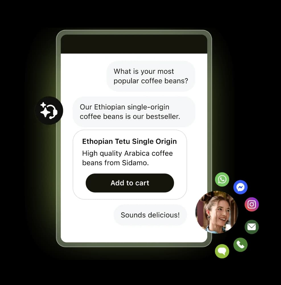 Zendesk's AI agent handling a customer's product question in a chat widget