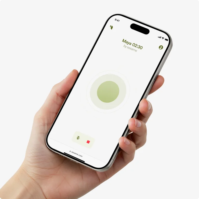 The Sesame web app interface for talking to its Maya and Miles voice companions, as taken from Sesame