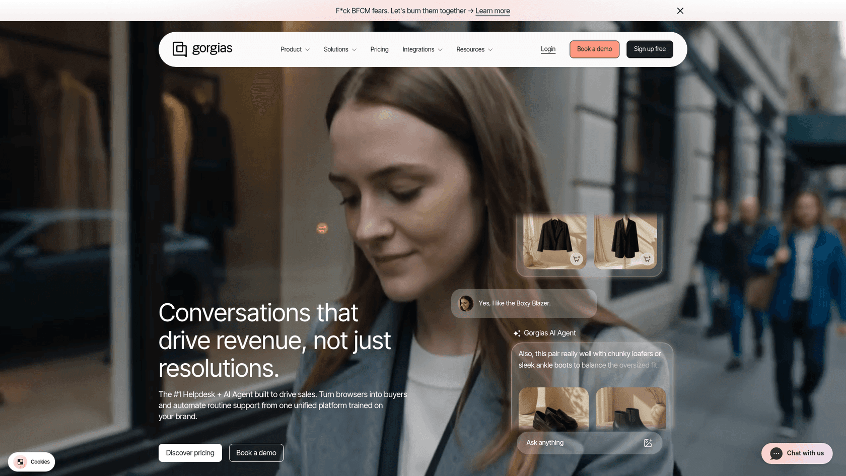 The Gorgias homepage, as taken from Gorgias