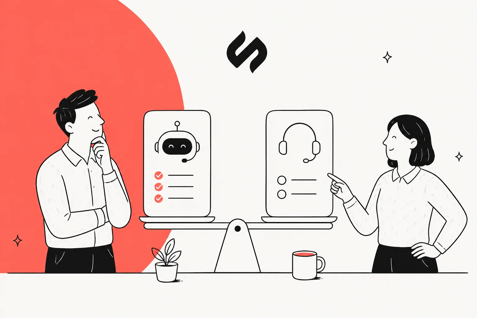 Serval versus SIIT comparison hero illustration for AI IT service desks