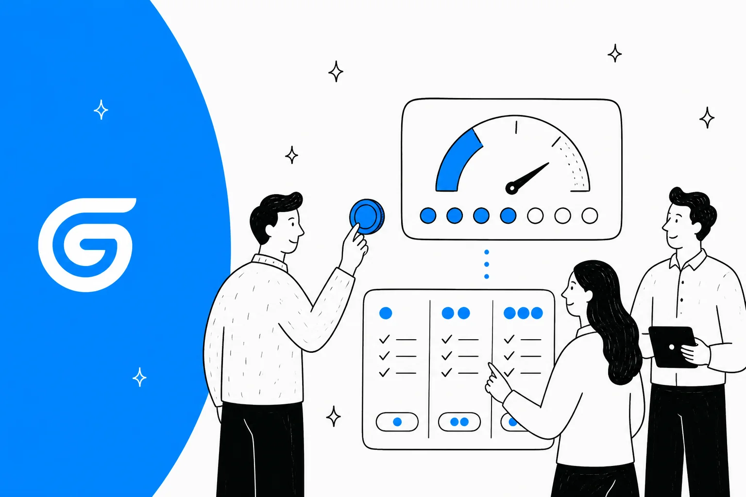 Illustration of a credit meter and three plan tiers, representing Gumloop's credit-based pricing