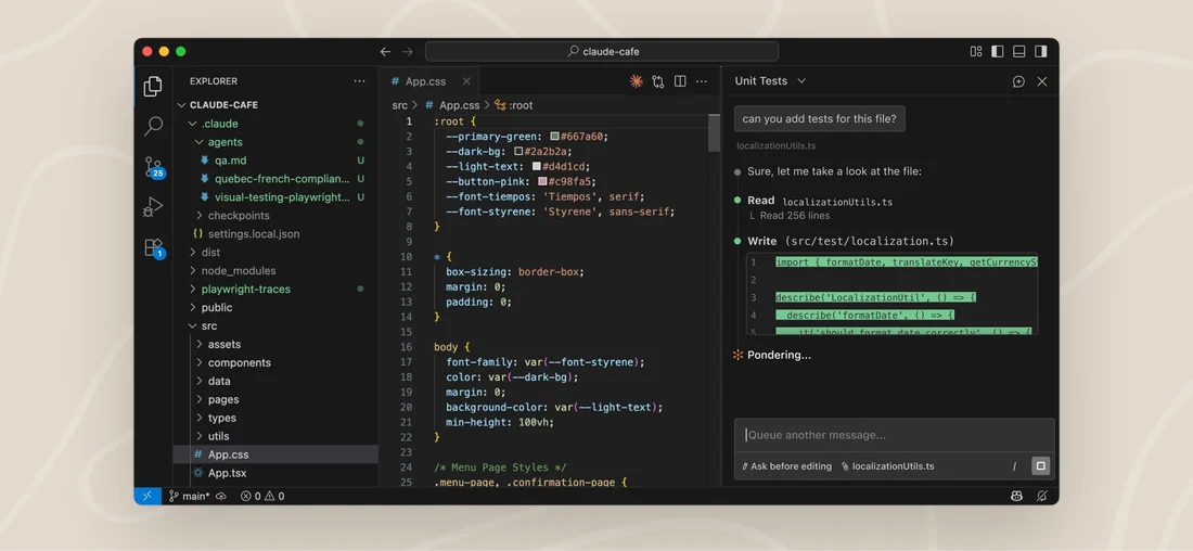 Claude Code panel open in VS Code, reading and writing files in a repo, as taken from Anthropic's docs