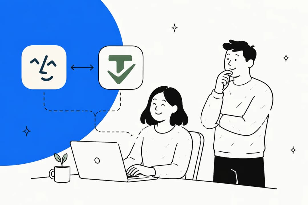 Lindy and Tasklet AI logos side by side, with a double-headed arrow between them
