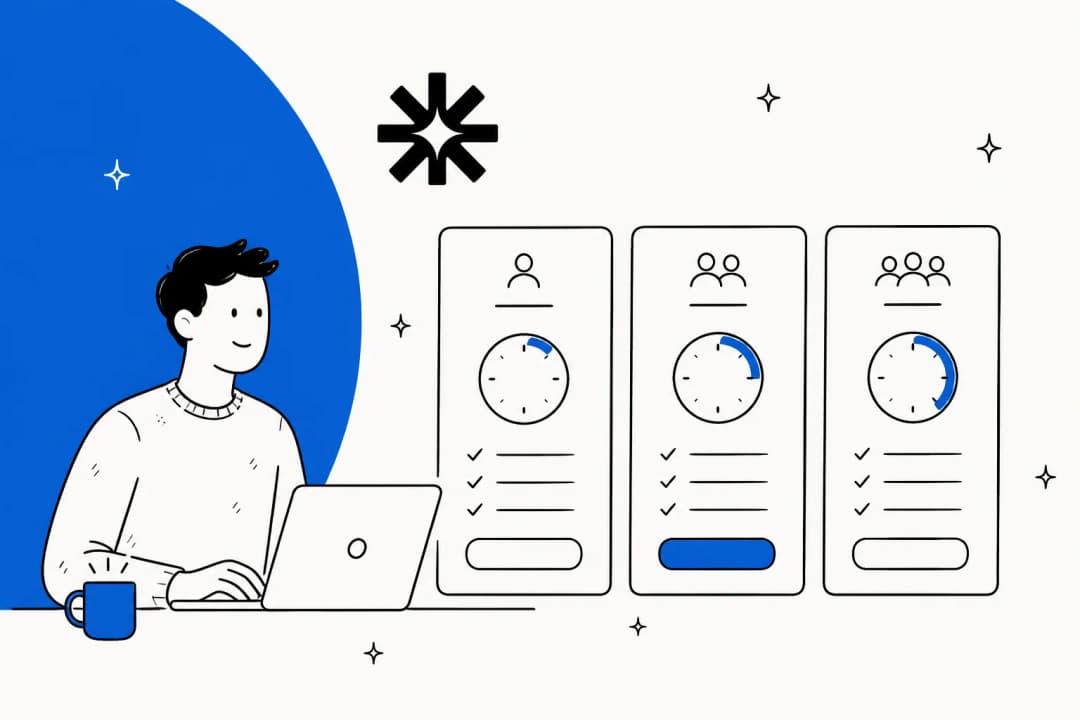 Illustration of three phone-support pricing cards with clock dials counting call minutes, next to the Ringly asterisk mark on a blue field