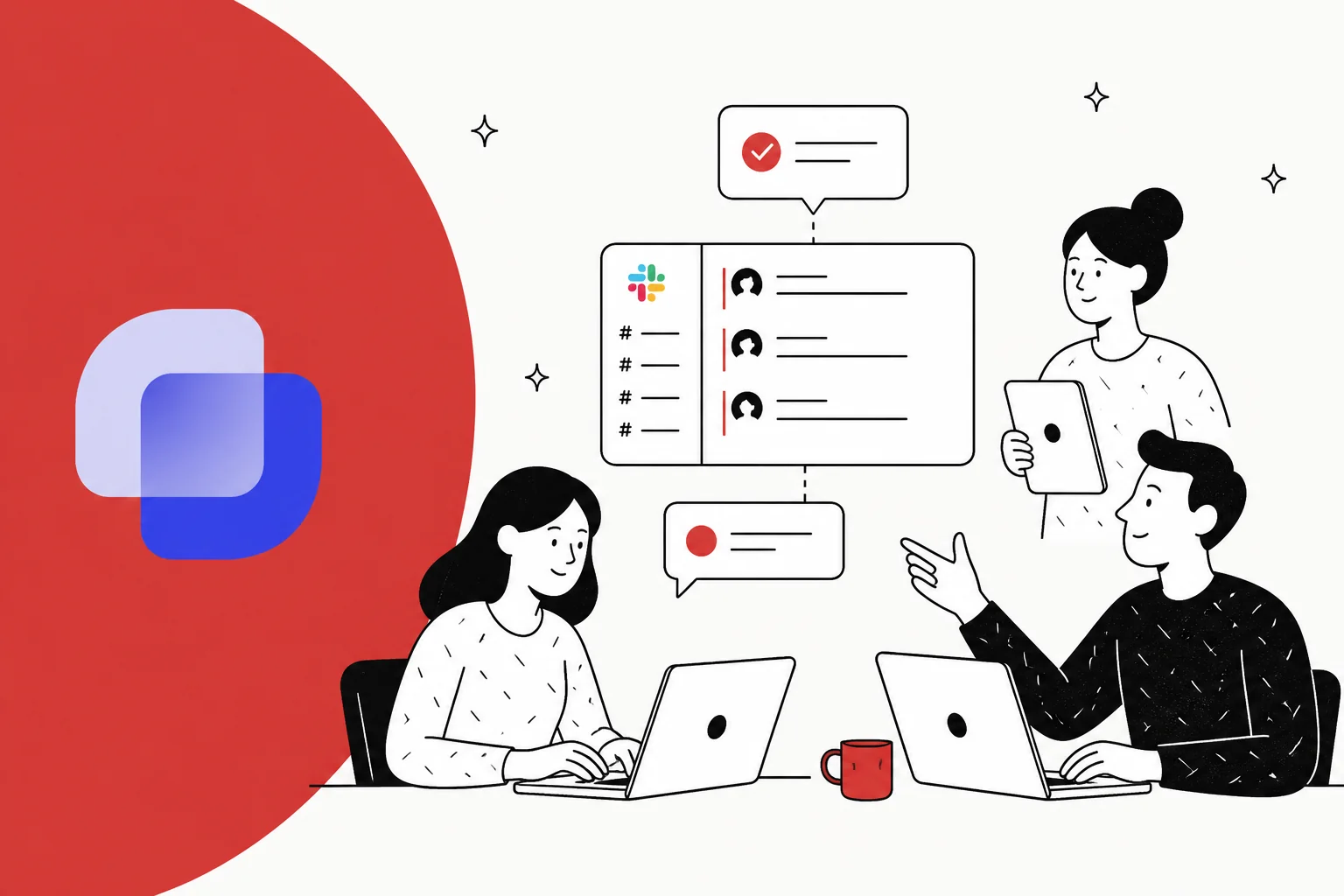 Illustration of Slack-native ticketing and help desk tools compared as Suptask alternatives
