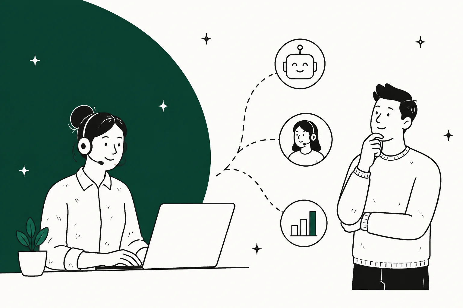 Illustration comparing the best Zoho Desk Zia AI alternatives for customer support teams