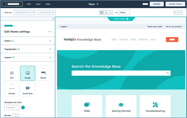 HubSpot Service Hub knowledge base editor, part of the Service Hub help desk