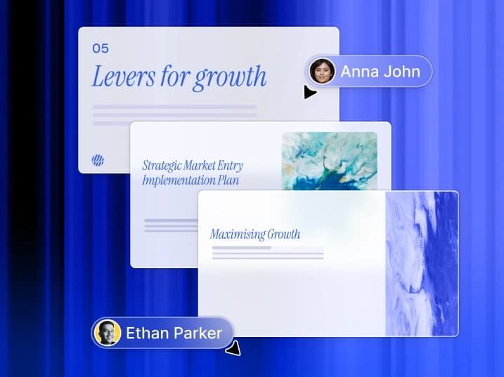 Presentations.AI's live co-editing on a generated deck, as taken from Presentations.AI.