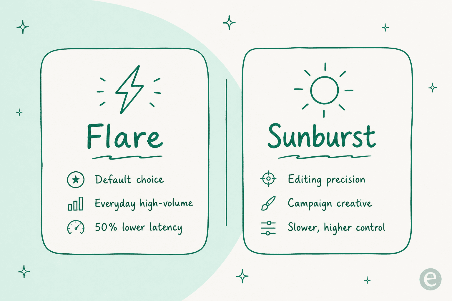 A comparison of the two ChatGPT Images 2.5 API models, Flare and Sunburst, and what each is built for