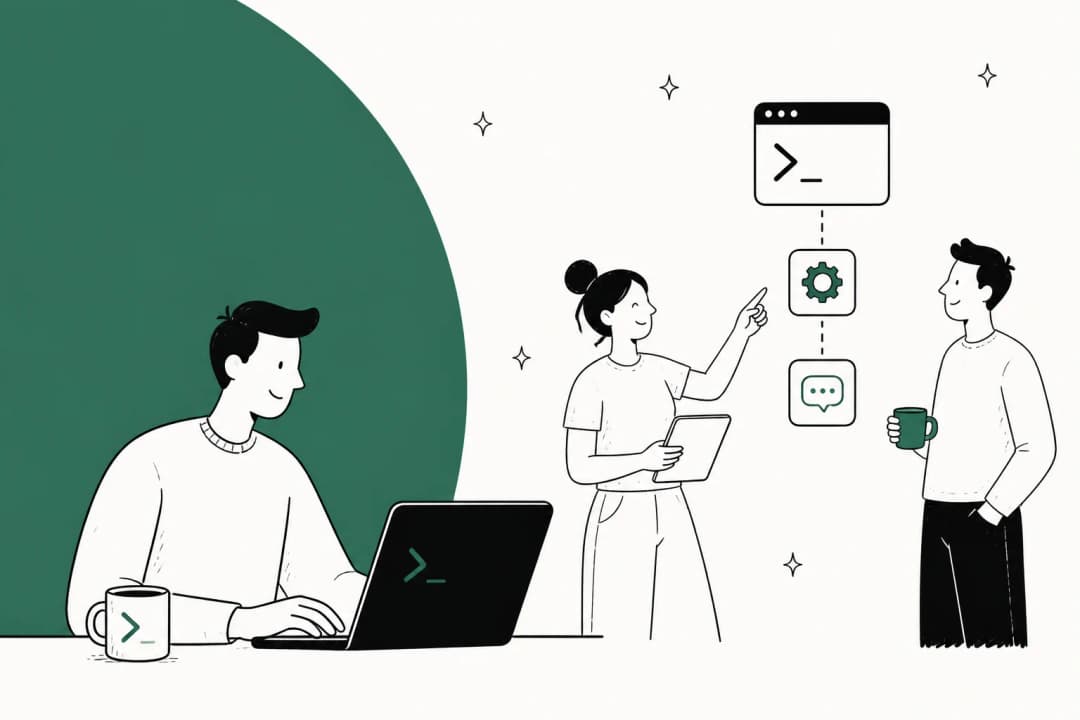 Illustrated banner for a guide on running customer support from the command line