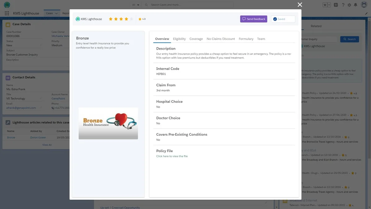 KMS Lighthouse native Salesforce integration view, from its G2 listing