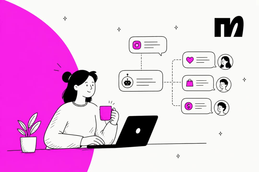 ManyChat pricing illustration showing chat automation across social channels