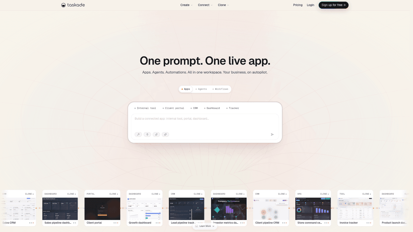 The Taskade homepage